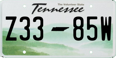 TN license plate Z3385W