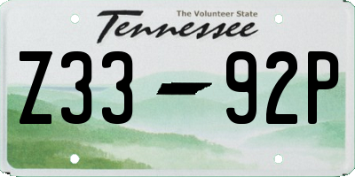 TN license plate Z3392P