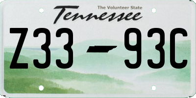TN license plate Z3393C