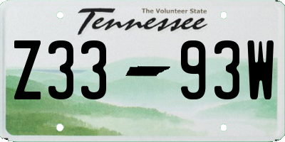 TN license plate Z3393W