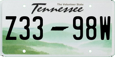 TN license plate Z3398W