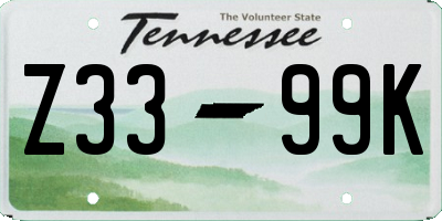 TN license plate Z3399K