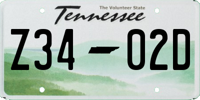 TN license plate Z3402D