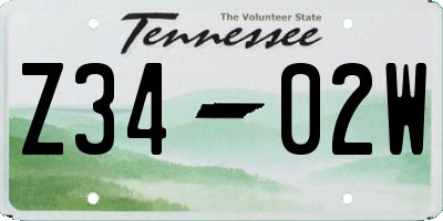 TN license plate Z3402W