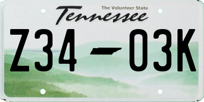 TN license plate Z3403K