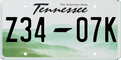 TN license plate Z3407K
