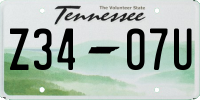 TN license plate Z3407U