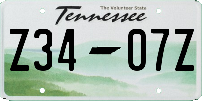 TN license plate Z3407Z