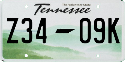 TN license plate Z3409K