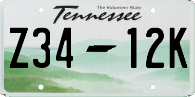 TN license plate Z3412K