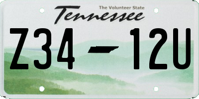 TN license plate Z3412U