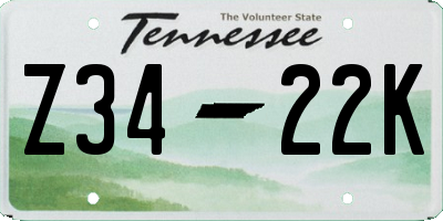 TN license plate Z3422K