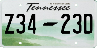 TN license plate Z3423D