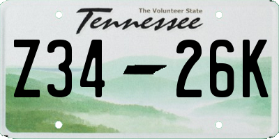 TN license plate Z3426K