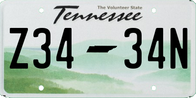 TN license plate Z3434N
