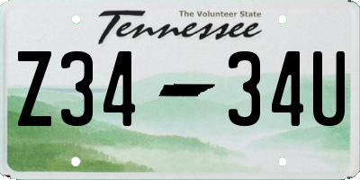 TN license plate Z3434U