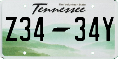 TN license plate Z3434Y