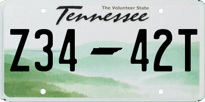 TN license plate Z3442T
