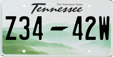 TN license plate Z3442W
