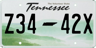 TN license plate Z3442X