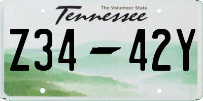 TN license plate Z3442Y