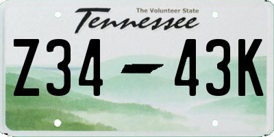 TN license plate Z3443K