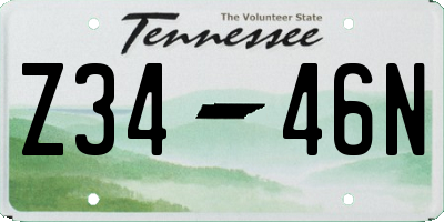TN license plate Z3446N