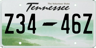 TN license plate Z3446Z