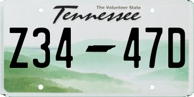 TN license plate Z3447D