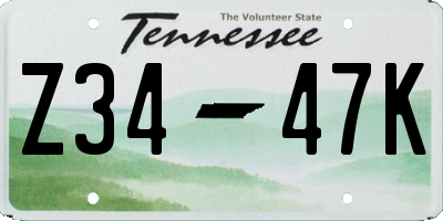 TN license plate Z3447K