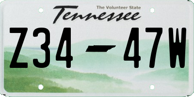 TN license plate Z3447W