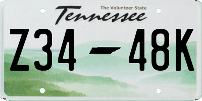 TN license plate Z3448K