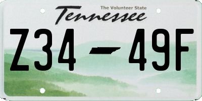 TN license plate Z3449F