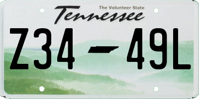 TN license plate Z3449L