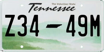 TN license plate Z3449M