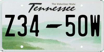 TN license plate Z3450W