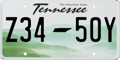 TN license plate Z3450Y