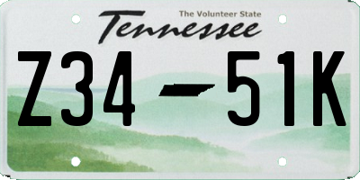 TN license plate Z3451K