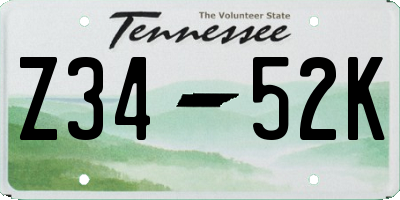 TN license plate Z3452K