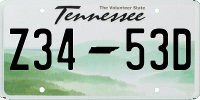 TN license plate Z3453D