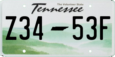 TN license plate Z3453F