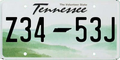 TN license plate Z3453J
