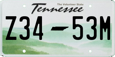 TN license plate Z3453M