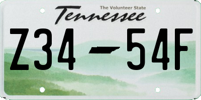 TN license plate Z3454F