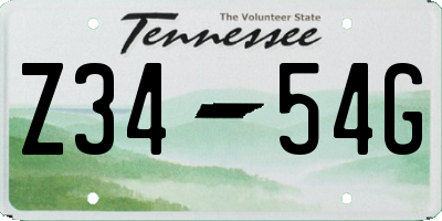 TN license plate Z3454G