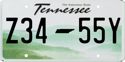 TN license plate Z3455Y