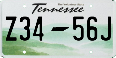 TN license plate Z3456J