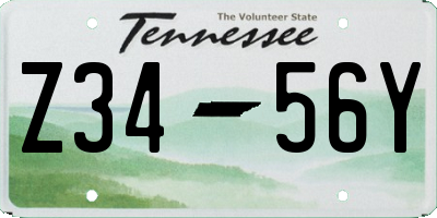 TN license plate Z3456Y