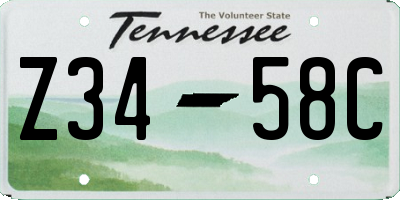 TN license plate Z3458C