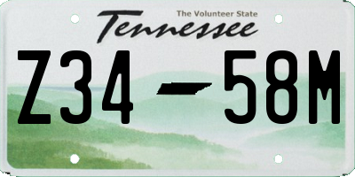 TN license plate Z3458M